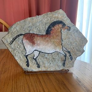 Primitive Horse Painting on Stone - Cave Art Reproduction